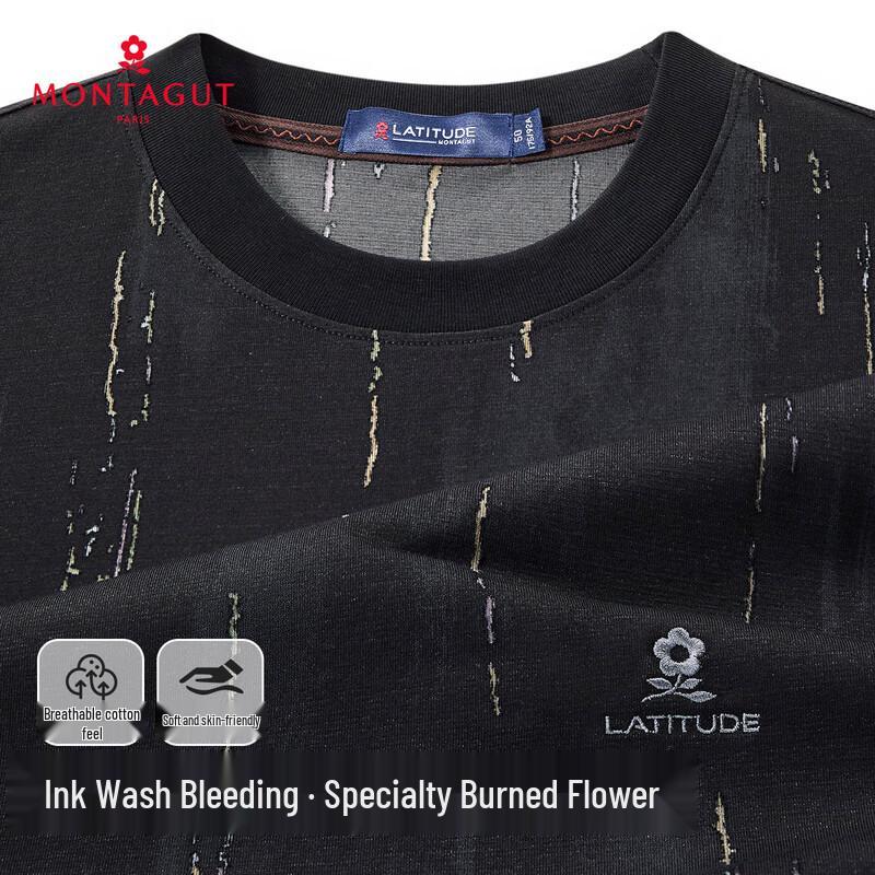 

MONTAGUT Men s Ink Wash Burnout Short Sleeve T-Shirt XL