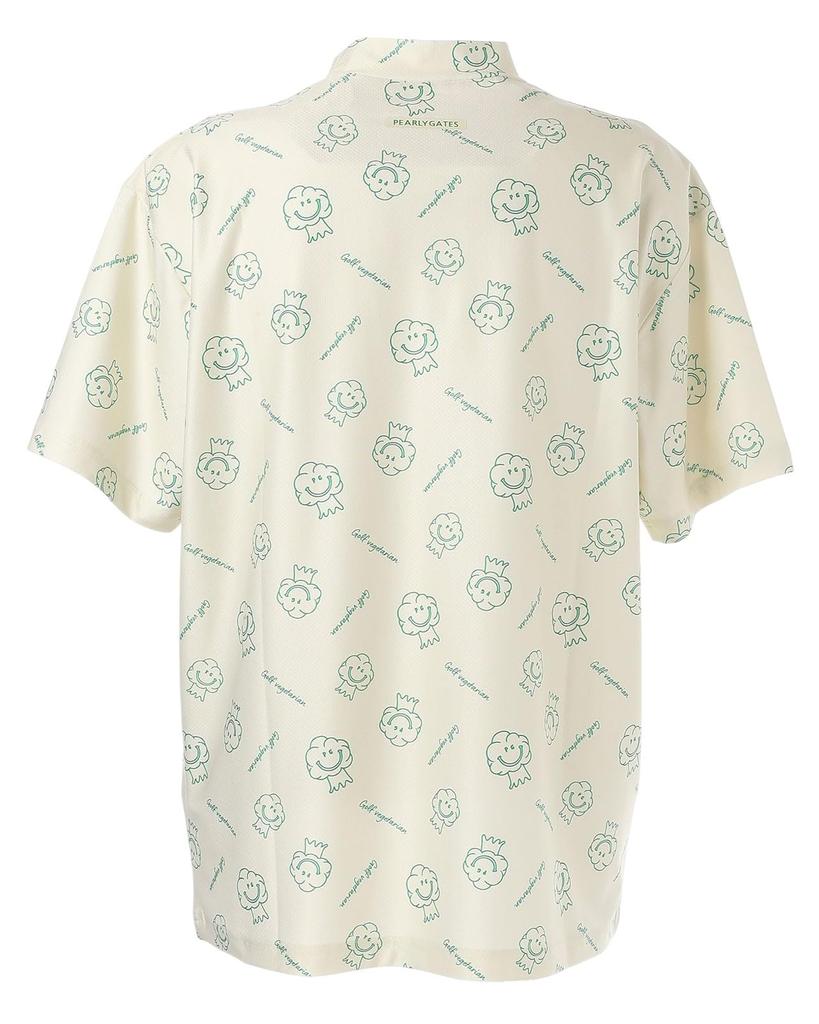 PEARLY GATES Short Sleeve High Neck Shirt Vegetable Logo Golf x Green 4 Men's (Stretch Pattern) / / 053-5167507 041_Beige [M]