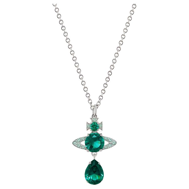 

Vivienne Westwood Ismene Drop Brass Zircon Saturn Pendant Necklace Unisex necklace Green Silver 630203D5-02P427 Basic Packaging-Dust Bag+Box,F,Silver