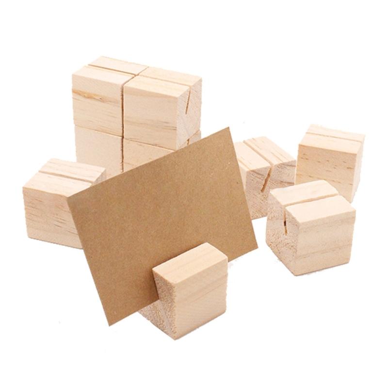 20Pcs Wood Table Number Holders Stand Wood Name Card Holders Wood Name Cards Food Label Memos Photo Holders for Wedding