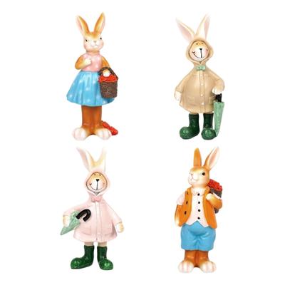 Resin Bunnies Figurine Easter Rabbit Statue Indoor Easter Decoration Modern Art Spring Home Decors,Bunnies Sculpture
