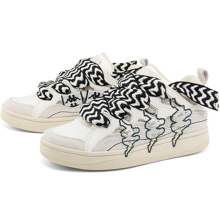 Kappa Fatty Slip Resistant Durable Bread Shoes Lightweight Breathable Mid Top Skate Shoes Unisex sneaker White Beige Black K0BZ5CS20P-0106