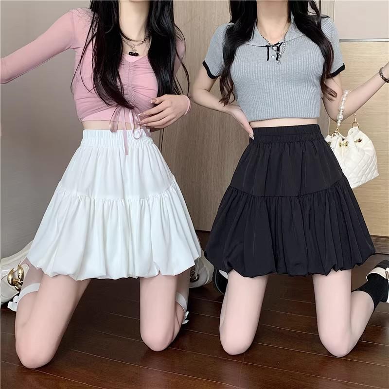 Spring 2025 Women's High-Waisted A-Line Puffy Short Skirt
