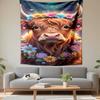 Highland Cow with Flowers Patterned tapestry for bedroom and living room home decor