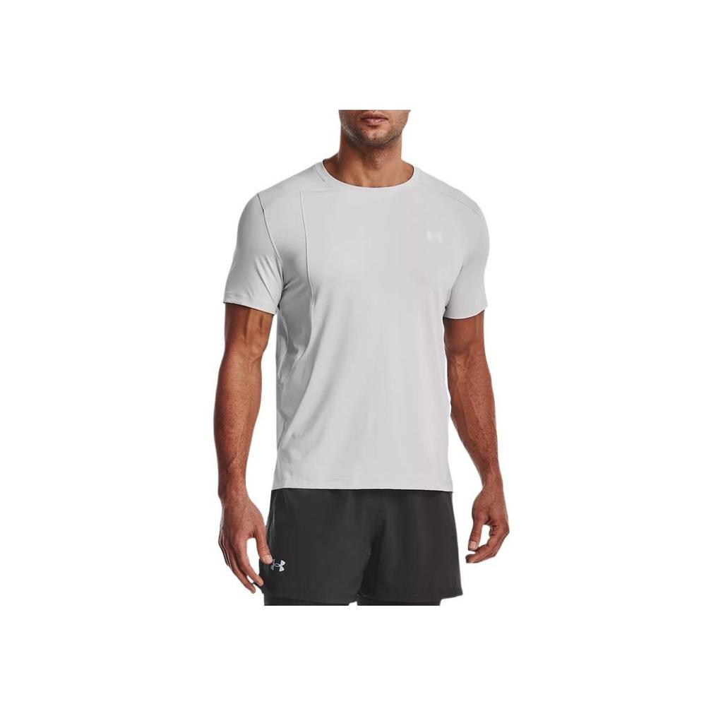 Under Armour Logo Print Running T-Shirt Men Tops Grey 1370338-014