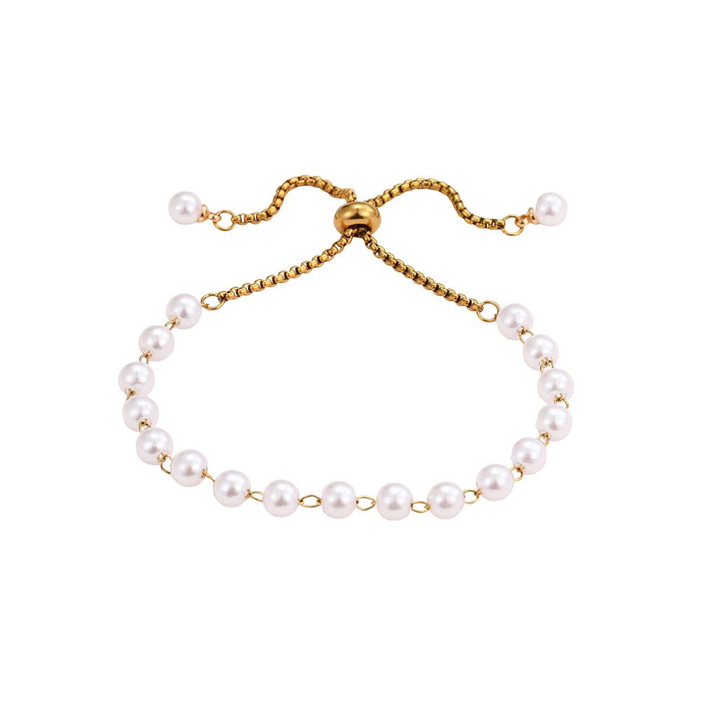 Elegant Faux Pearl Necklace & Gold-Plated Pearl Bracelet Set - Women's Deluxe Jewelry