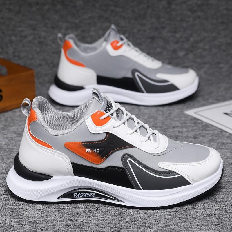 Men's shoes spring and autumn mesh breathable platform sneakers waterproof leather surface light and comfortable running shoes casual shoes