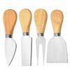 4Pcs Mini Cheese Knives Set Wood Handle Stainless Steel Cheese Slicer Cutter Small Butter Knife Spreader Kitchen Tools Gadgets