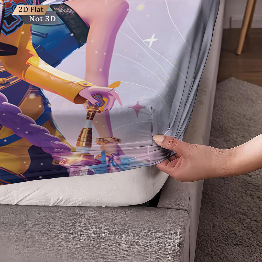 3pcs K-Pop Demon Hunters Print Coreless Bed Sheet Set Multiple Sizes Soft Bed Cover Bedroom Bedding Decoration Machine Washable