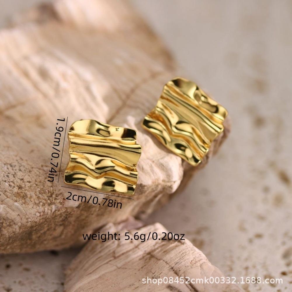 Stainless Steel 18K Gold-Plated Geometric Irregular-Shaped Earrings for Women