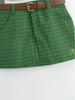 Korean Retro Plaid Short Skirt with Letter Embroidery - Women's Slimming A-line Style
