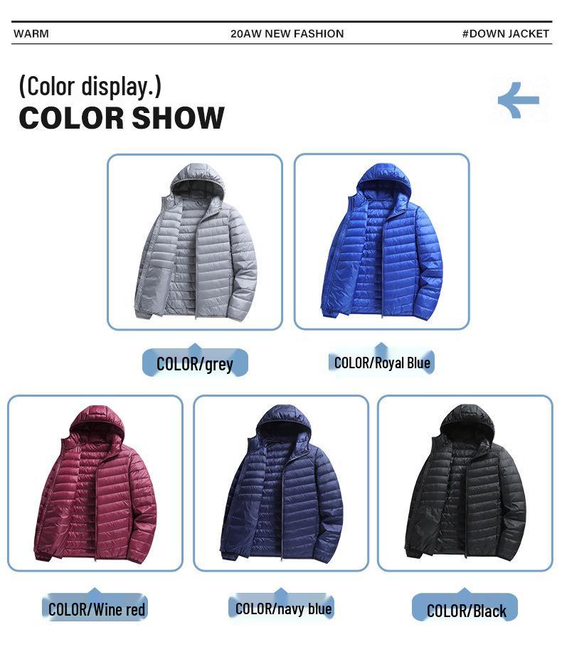 Outdoor Mountain Style Men's Lightweight Down Hoodie Jacket