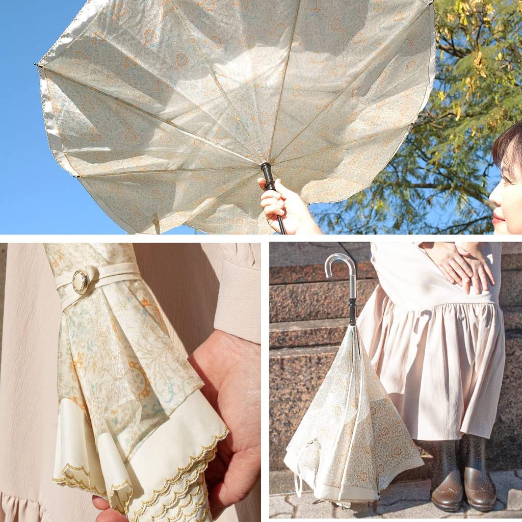 saKASA MonChouChou Inverted Umbrella Made of Sparkling Fabric for for Both Sunny and Rainy Long Inverted Reverse Folding UV Water Gift [CARRY Style]