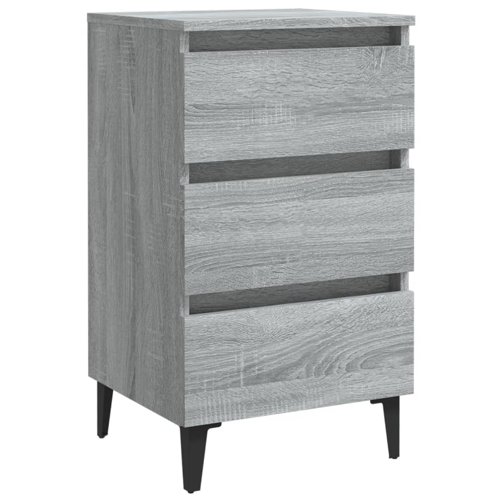 Nightstand with Metal Legs Grey Sonoma 40x35x69 cm