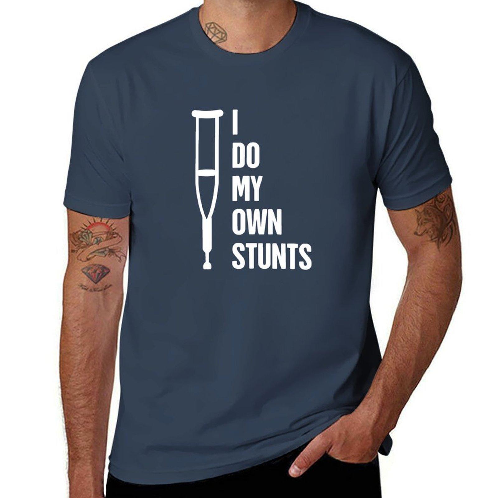 Stunts Funny Broken Leg Get Well Soon Gift TShirt Modern Print Casual TShirt S