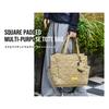 KiU Square Padded Tote Large Shoulder Multi-Purpose Bag, Waterproof, Water-Repellent, Quilted, Capacity, Pocket, Stylish, Cute, Casual, Outdoor,