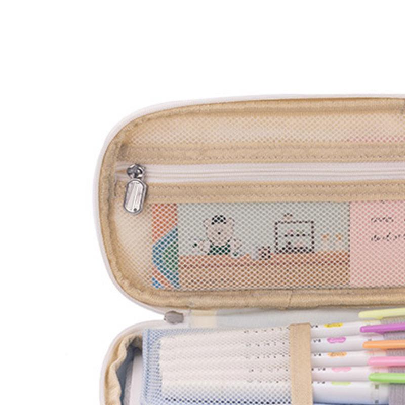 

Пенал большой вместимости, цветной, двухслойный, простой стиль, на молнии, сумка-подставка для ручек светло-синий