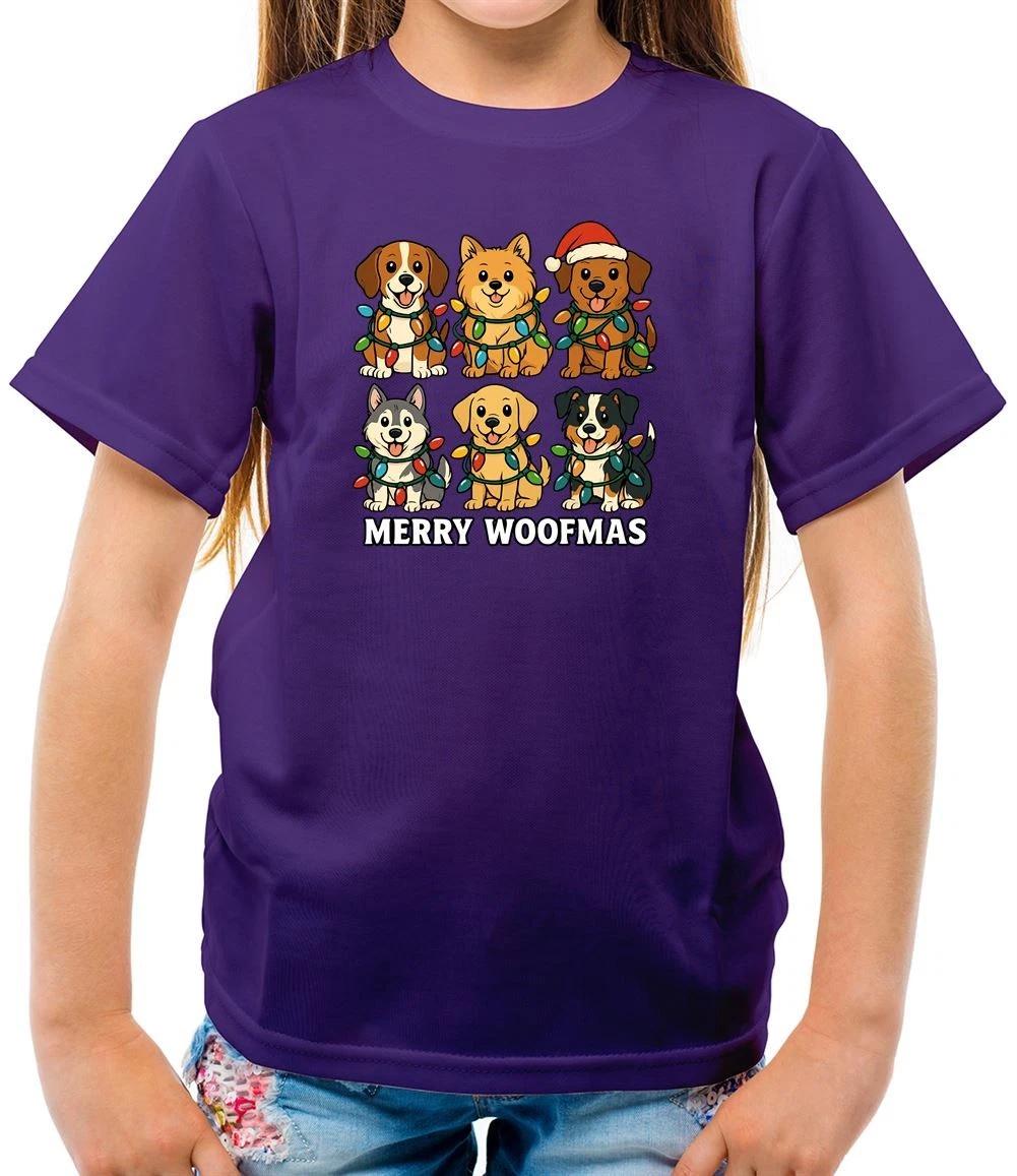 Merry Woofmas Christmas Design - Kids T-Shirt - Dog Dogs Funny Xmas Pet Love 140
