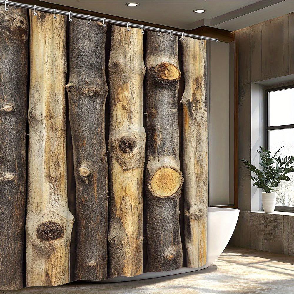 

Log Cabin Wood Texture Shower Curtain 3D Printed Bathroom Decor Rustic Home Fashion Design Tren W60H190(CM)-1 Pcs