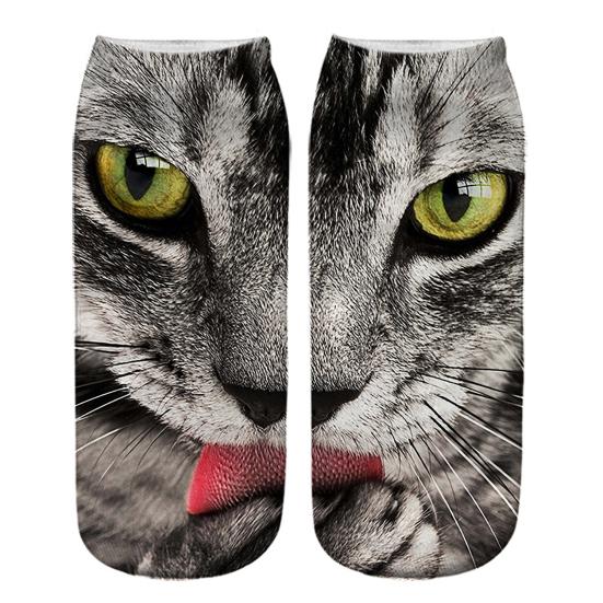 Realistic Cat Face Socks 3D Cat Print Socks Breathable Cute Kitten Socks Funny Xmas Birthday Gifts for Women Men Cat Lovers