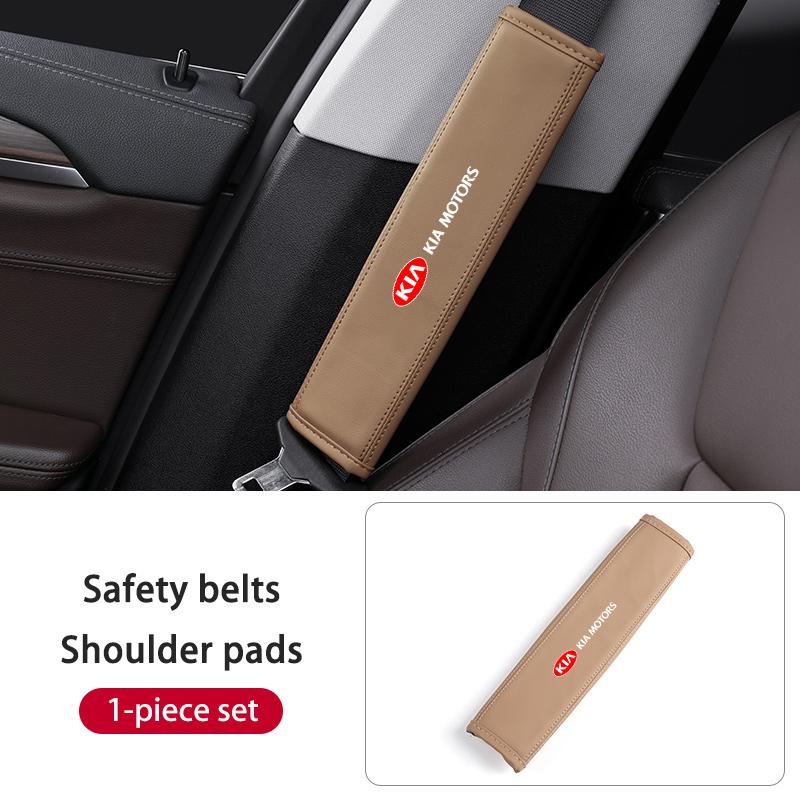 For KIA Leather Car Seat Belt Protector Pad Shoulder Strap Cover Interior Accessories Sorento Stinger Soul Spectra Niro Cadenza QJ2