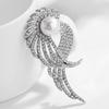 Winged Couple Pearl Brooch Japanese and Korean Style Alloy Diamond-encrusted Wing Brooch