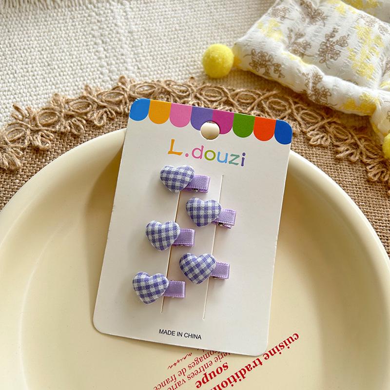 Korean Cute Heart Plaid Candy Color Mini Hair Clip for Kids