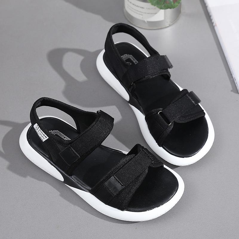 

Large Size Sports Sandals for Women s Summer 2025 New Casual Adjustable Sponge Cake Thick Soled Beach Shoes 36 чёрный