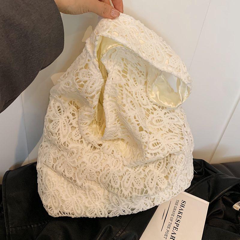 Large Capacity Bag Women's Summer Armpit Canvas Bag High-end Texture Niche Hollow Shoulder Bag