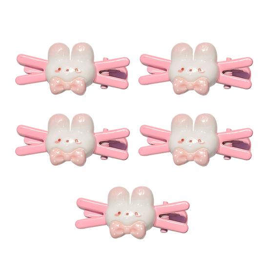 

5Pcs Girls Hairpin Cartoon Bunny Star Decor Hair Clip No Scalp Side Bang Hair Pin Childlike Hair Accessories A