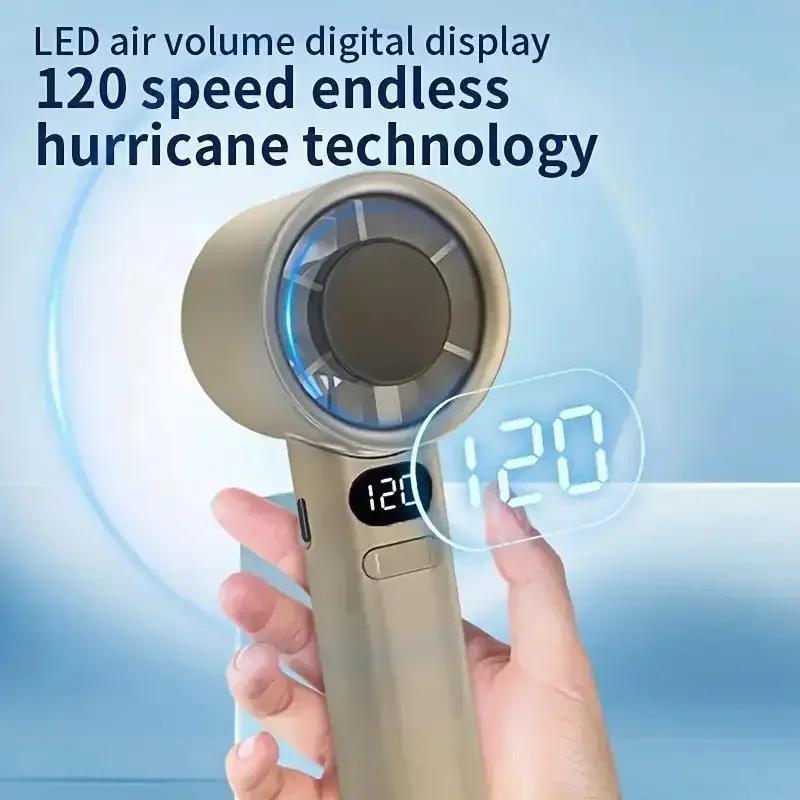 Portable Handheld Mini Turbo Fan USB Powered Fan with 120 Speed Stepless Adjustment Strong Wind Air Cooling for Outdoor Use