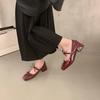 Mode Damen Ballett Mary Jane Schuhe 2025 Sommer Damen Retro Quadratische Zehenpartie Schleife Hohe Absätze Bequeme Lederkleidschuhe Damen Freizeitschuh