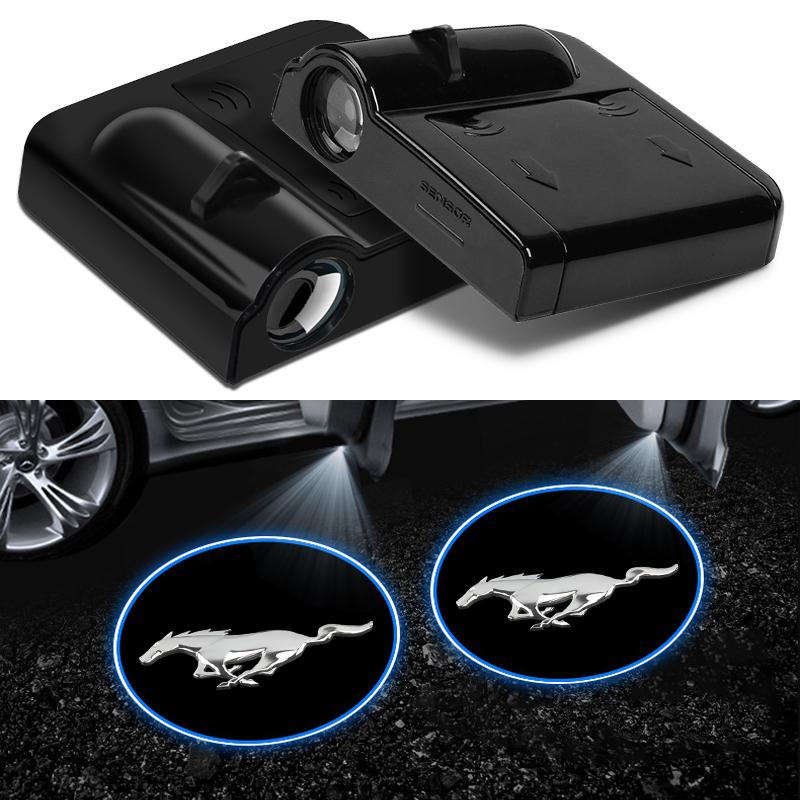 LED Car Door Welcome Lights Laser Projector Wireless Car HD Courtesy Lamp For Ford Mustang line Fiesta Escape Kuga Ecosport Ranger EXplorer stickers