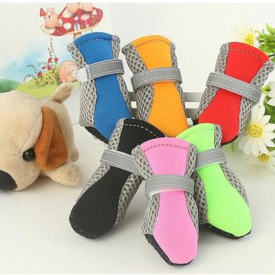 4Pcs Dog Shoes Magic Sticker Closure Breathable Fabric Non-Slip Puppy Boots for Outdoor