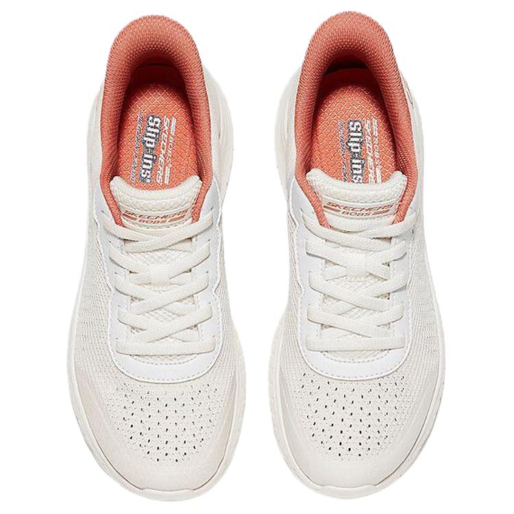 Skechers Bobs Squad Chaos Comfortable Versatile Low-Top Casual Running Shoes Women Sneaker Off-White 117639-WHT