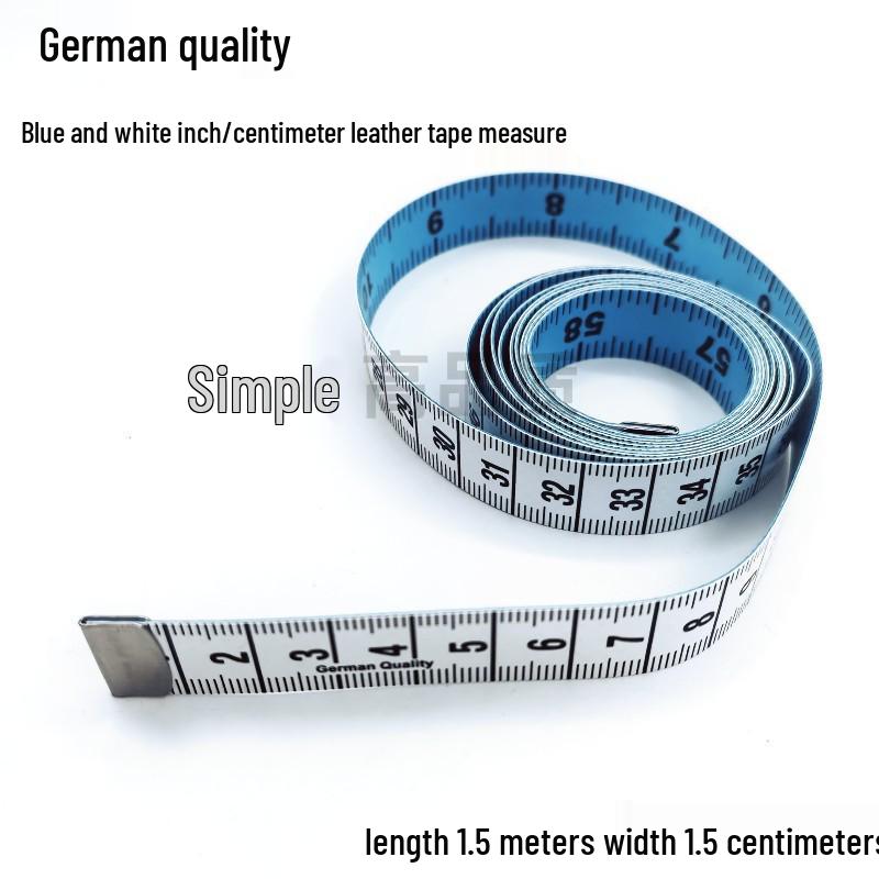 1.5m German Leather Tape Measure with Button - Soft Ruler for Bust, Waist, Hips