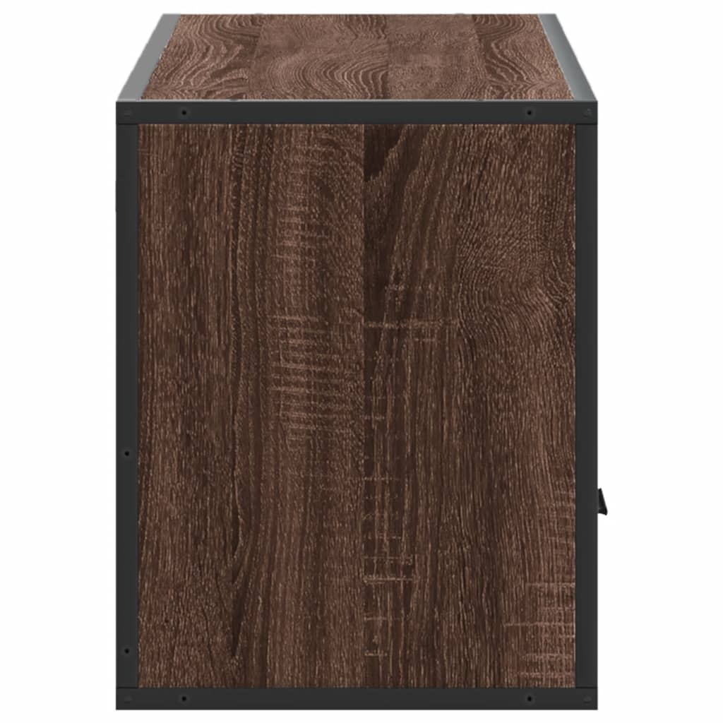 TV Stand in Brown Oak Finish 100 x 31 x 39.5 cm Made of Particleboard and Metal