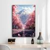 Pink City Asian Travel Japanese Cherry Blossoms At Mount Fuji Poster Light Prints Canvas Painting Wall Pictures Home Room Decor
