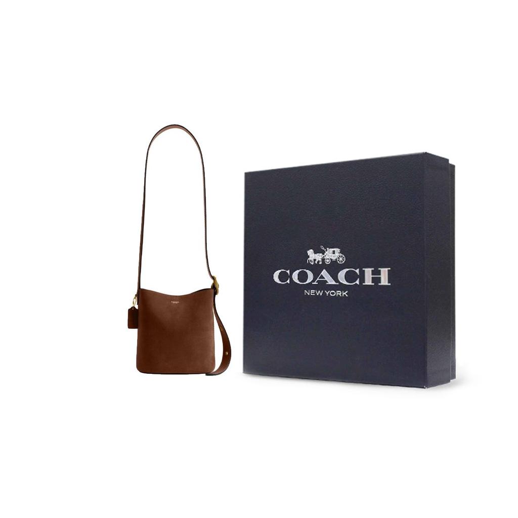 Coach Bleecker 21 Bucket Bag With Front Brand Logo Women Shoulder Bag Warm-Brown CCW84-B4WBR