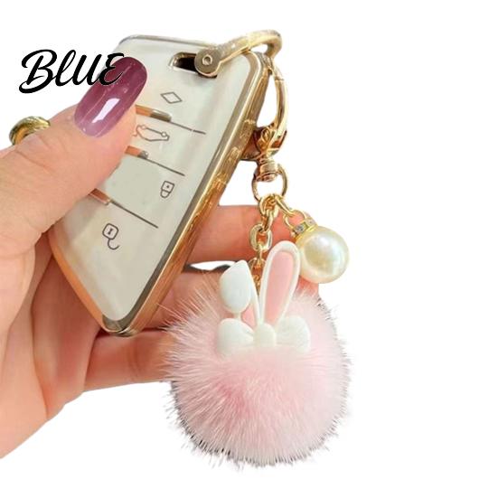 Plush Rabbit Keychain Ear Soft Ball Charm Key Chain Car