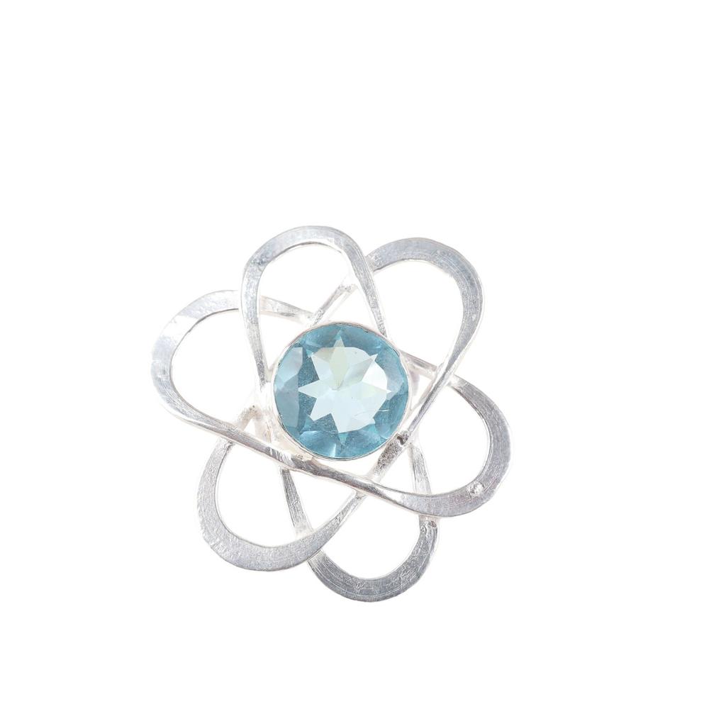 Himmelblauer Topas Edelstein 925 Sterlingsilber Schmuck Handgefertigter Ring Geschenk für Sie RR-21-4