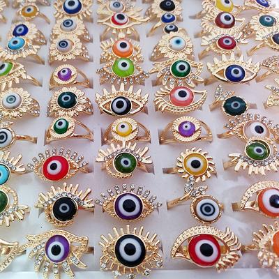 10 adet göz halkası kişiselleştirilmiş şeytanın gözü parmak yüzük bayanlar el takı
