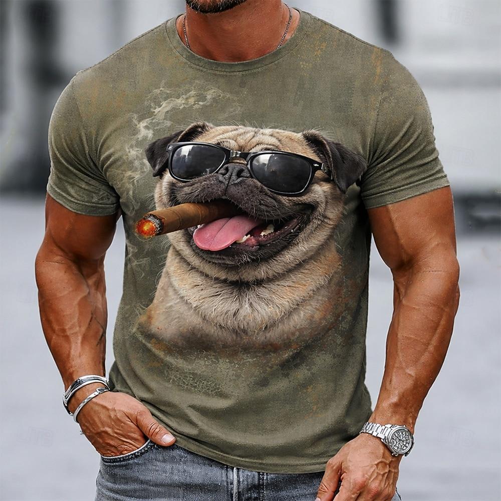 Men's Cat 3D Funny T Shirt Short Sleeve T shirt 3D Print Crew Neck Shirt Exaggerated Designer Party Holiday Blue Black 1 Black