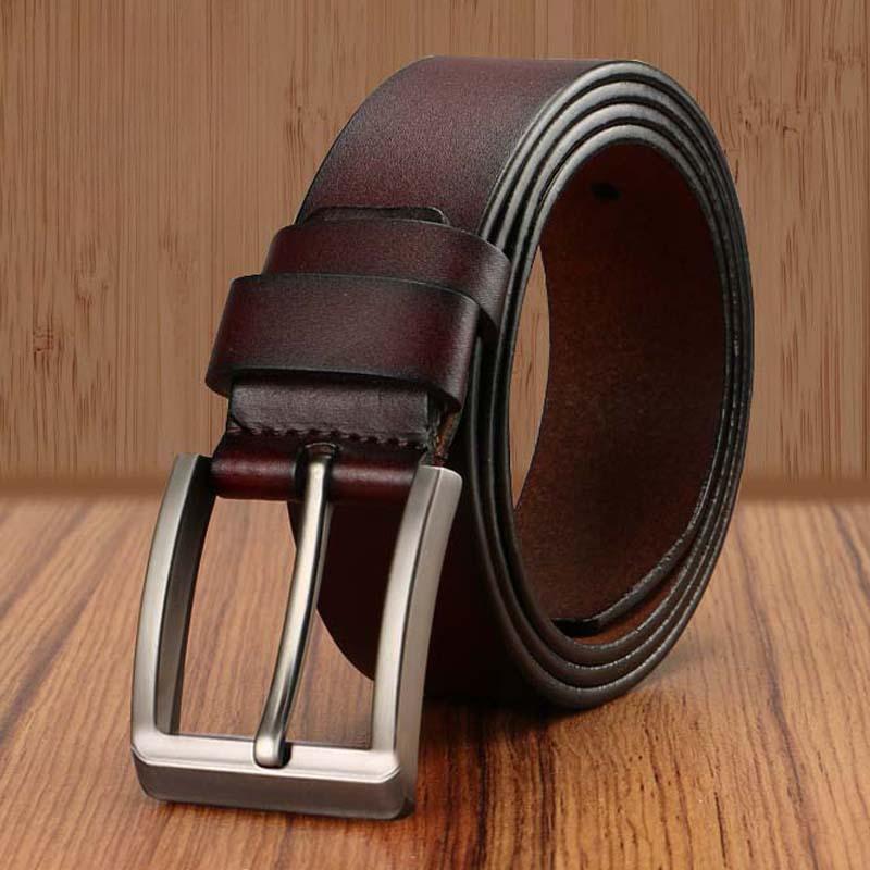 Men's Retro Real Cowhide Two Layer Leather Belt Fashionable Pin Buckle Men's Korean Style Versatile Yellow Cowhide Pants Belt