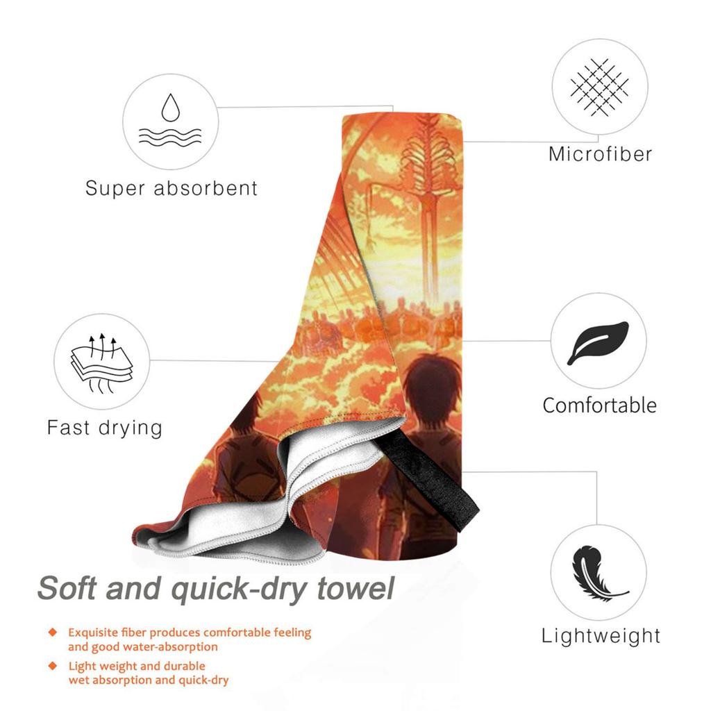 Attack On Titan Zeke Yeager Beach Towel Soft Microfiber Quick Dry Absorbent Quick Towels For Mountain Climbing