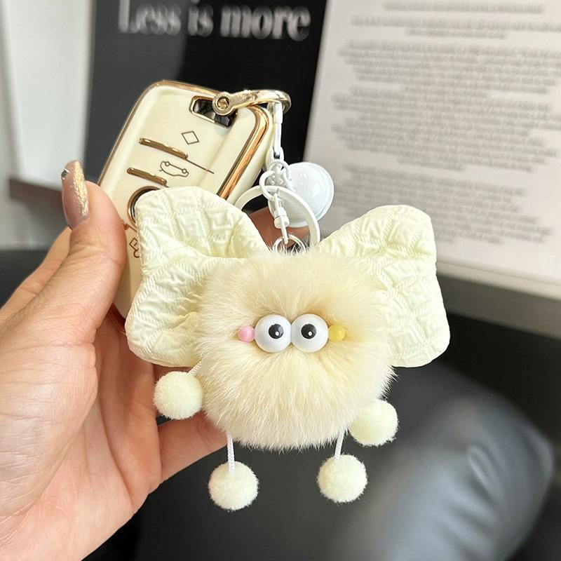 Söt rex kanin hår rosett brikett elf hänge väska docka hänge tecknad docka bil nyckelring