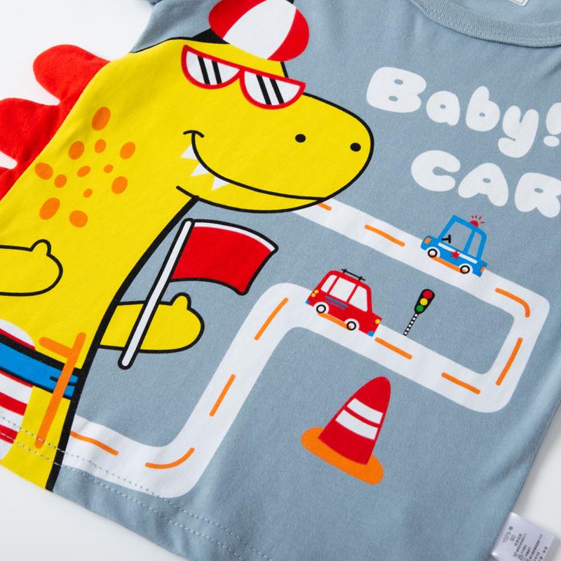 2026 Kids' 3D Dinosaur Short Sleeve Cotton T-Shirt for Boys – Summer Collection