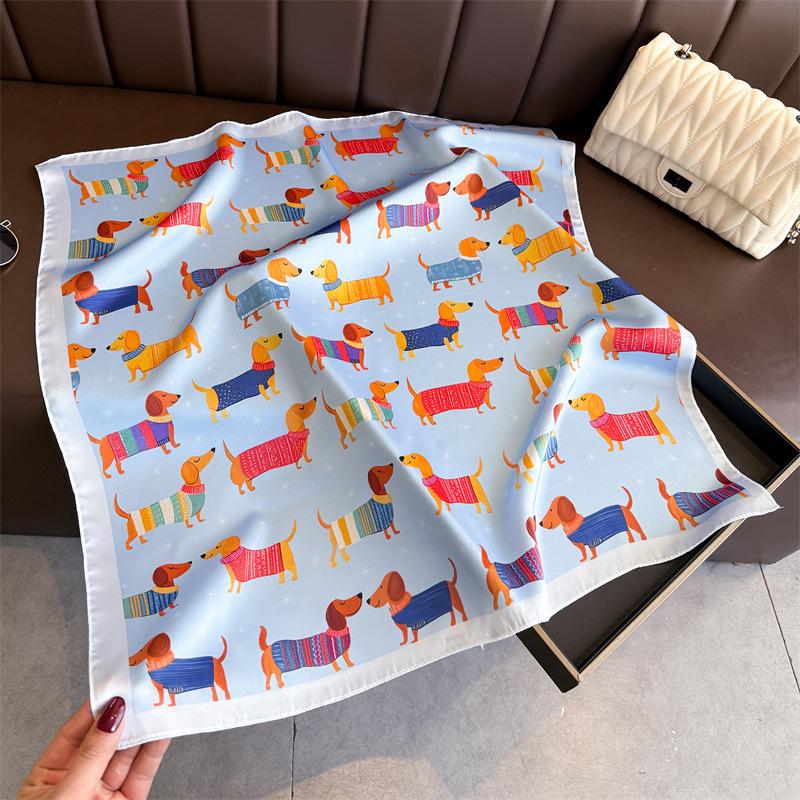 New Modern Polka Dot Printed Silk Scarf Square Scarf High-end Shawl Sunscreen Neck Small Square Scarf Headscarf Women's Scarf