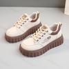 2026 Spring Lace-up Increasing Height Shoes Women Soft Sole Simple Flat Platform Shoes Comfortable Vulcanized Women's Shoes