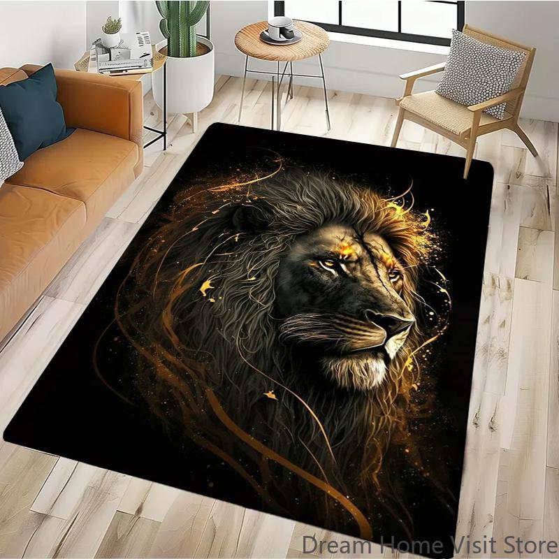 Black Gold Eagle Lion Carpet For Living Room Sofa Floor Cushions Modern Home Rug For Children's Bedroom Play Carpet Camping Mat